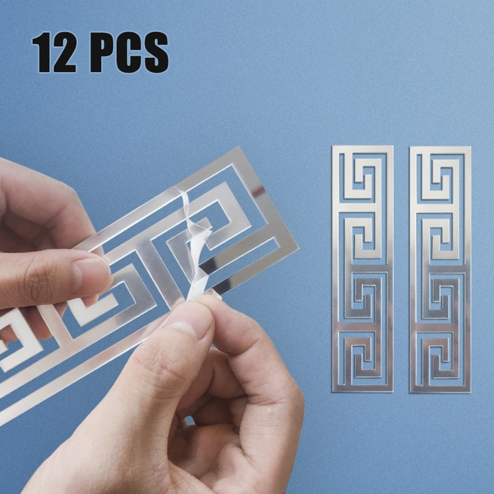 12pcs 20x5cm Acrylic Mirror Sticker Ceiling Edge Strip Self Adhesive Waist Line Wall Stickers for Living Room Corner Wall Decor