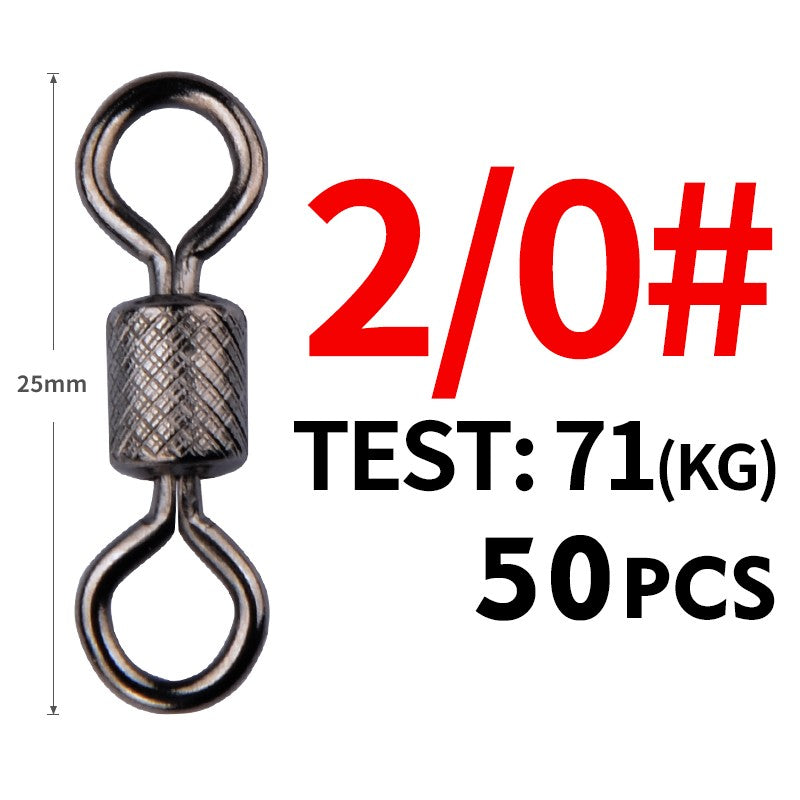 Meredith 50PCS/Lote Giradores de Pesca Rolamento de Esferas Giratório com Fecho de Segurança Anéis Sólidos Giratório para Acessórios de Pesca de Carpa