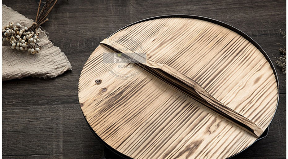 Panela Wok de Ferro Puro Konco, Panela de Ferro Fundido Antiaderente, Uso Geral para Fogão a Gás e Indução 32cm