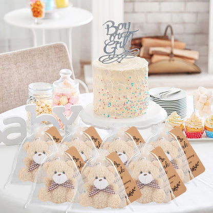 30pcs/10set Bear Gift with Organza Bag Thank You Card for Baby Shower Wedding Decoration Supplies Kids Birthday Party Guest Gift
