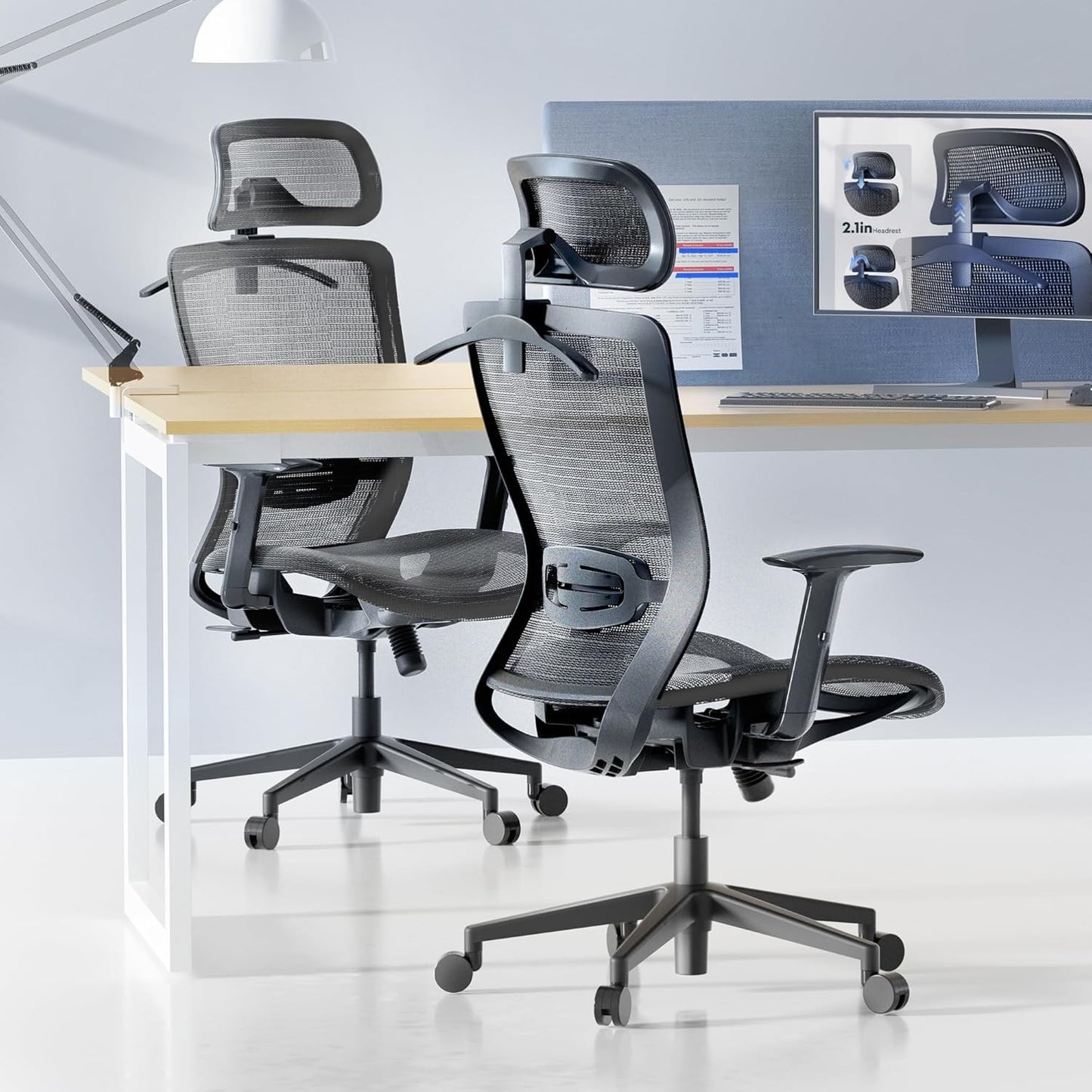 Ergonomic Office Chair, High Back Mesh Swivel Computer Chair, Executive Office Desk Chairs, with Adjustable Lumbar Support