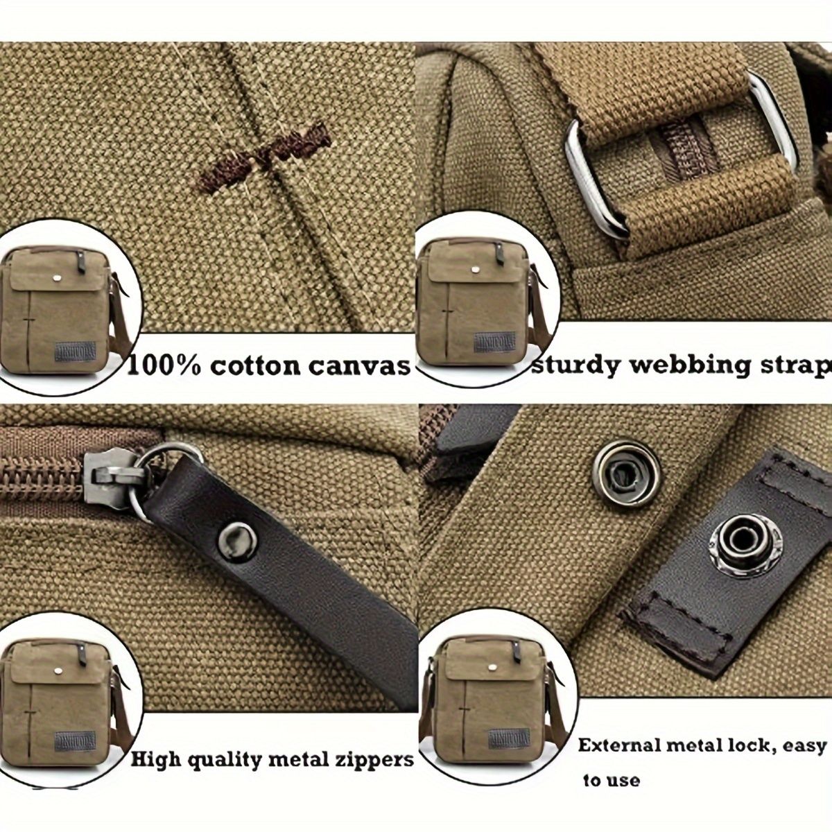 Unisex Canvas Crossbody Bag, Korean Style Outdoor Multi-Purpose Casual Shoulder Bag for Men, 1-Pack