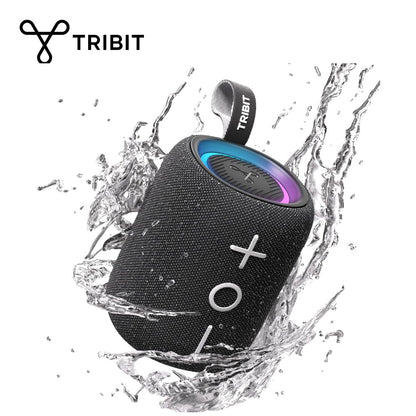 Caixa de Som Bluetooth TRIBIT StormBox Mini+ 12W, Som 360° Com XBass, LEDs, 12 Horas de Bateria, IPX7 À Prova D'Água Para Caminhadas e Uso Exterior