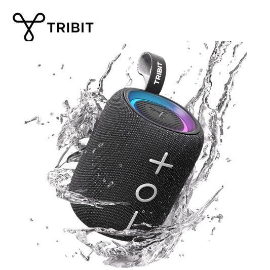 TRIBIT StormBox Mini+ Bluetooth Speaker, 12W 360° Sound With XBass, LEDs, 12 Hours playtimes, IPX7 Waterproof For Hiking Outdoor