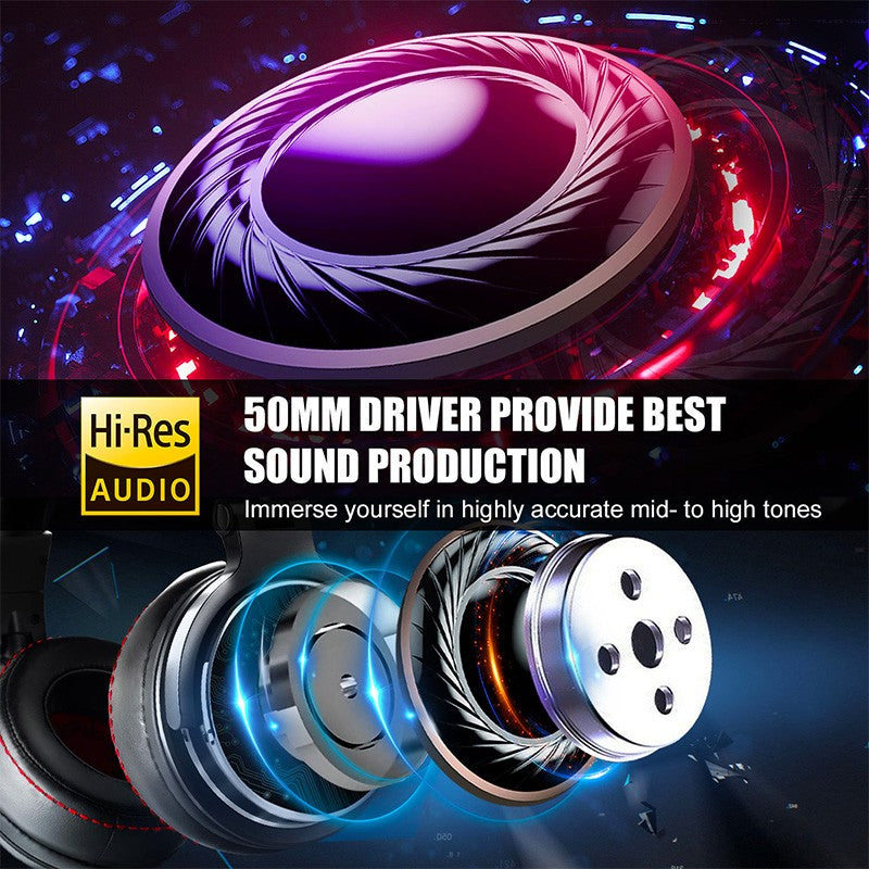Oneodio Fone de Ouvido DJ Profissional com Fio Studio Pro 50 com Microfone Over Ear HiFi Monitor Fone de Ouvido para Telefone PC