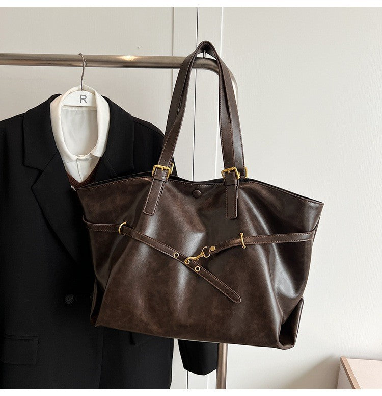 Retro Big PU Leather Shoulder Bag for Women 2025 Winter Trend New Y2K Fashion Handbags Females Travel Luxury Tote Bag  bolsas