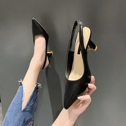 Sapatos Femininos de Verão com Salto Agulha, Bico Fino, PU Respirável, Confortáveis e Elegantes, Boca Rasa, Sandálias Sensuais