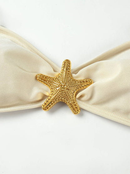 2025 Summer 3 Piece Bikini Sets Strapless Bikini Top With Half Long Skirt Cover ups Beach Wear Female Biquini Bathing Suit K210