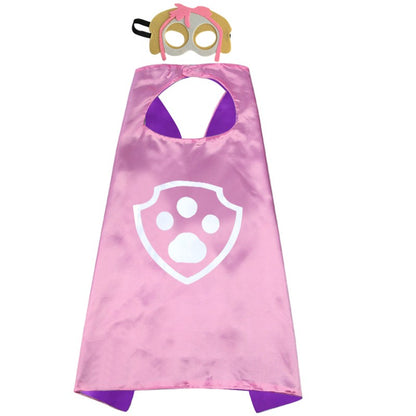 Anime Dog Patrol Kids Cosplay Costume Cape with Eye Mask Halloween Marshall Chase Skye Zuma Rubble Rocky Children's Dress-Up