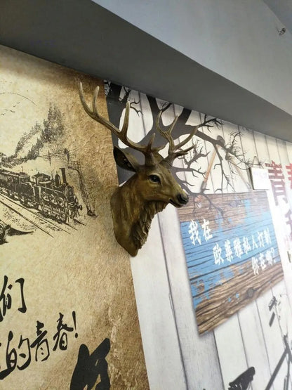 Creative Wall Mounted Animal Deer Head Wall Decoration Handmade Farmhouse Decoration Resin Living Room Home Decoration