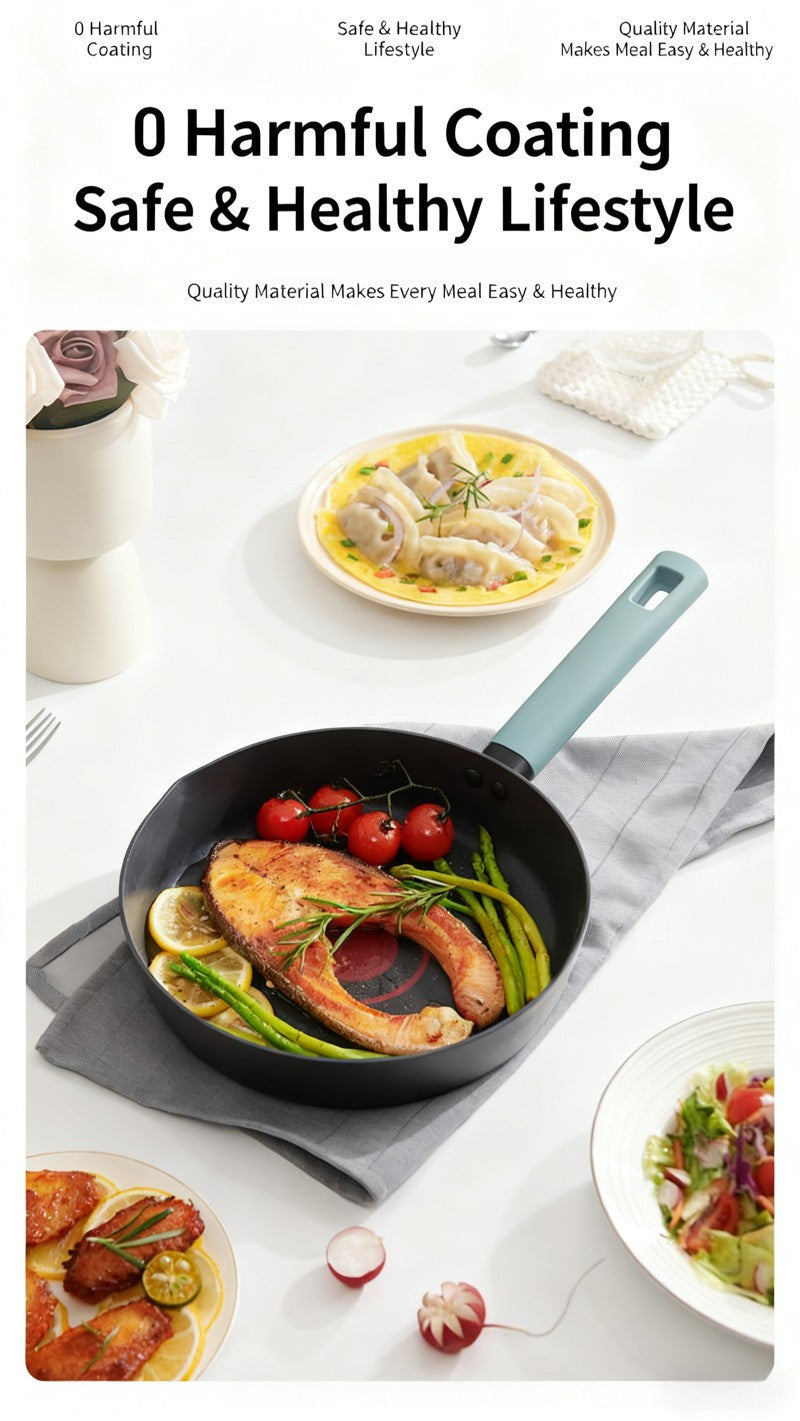 Fritadeira Funda Antiaderente 24cm LAN MI Panela para Fritar Wok Panela para Café da Manhã Panela para Panqueca Panela de Corpo Mais Fundo Panelas Multifuncionais