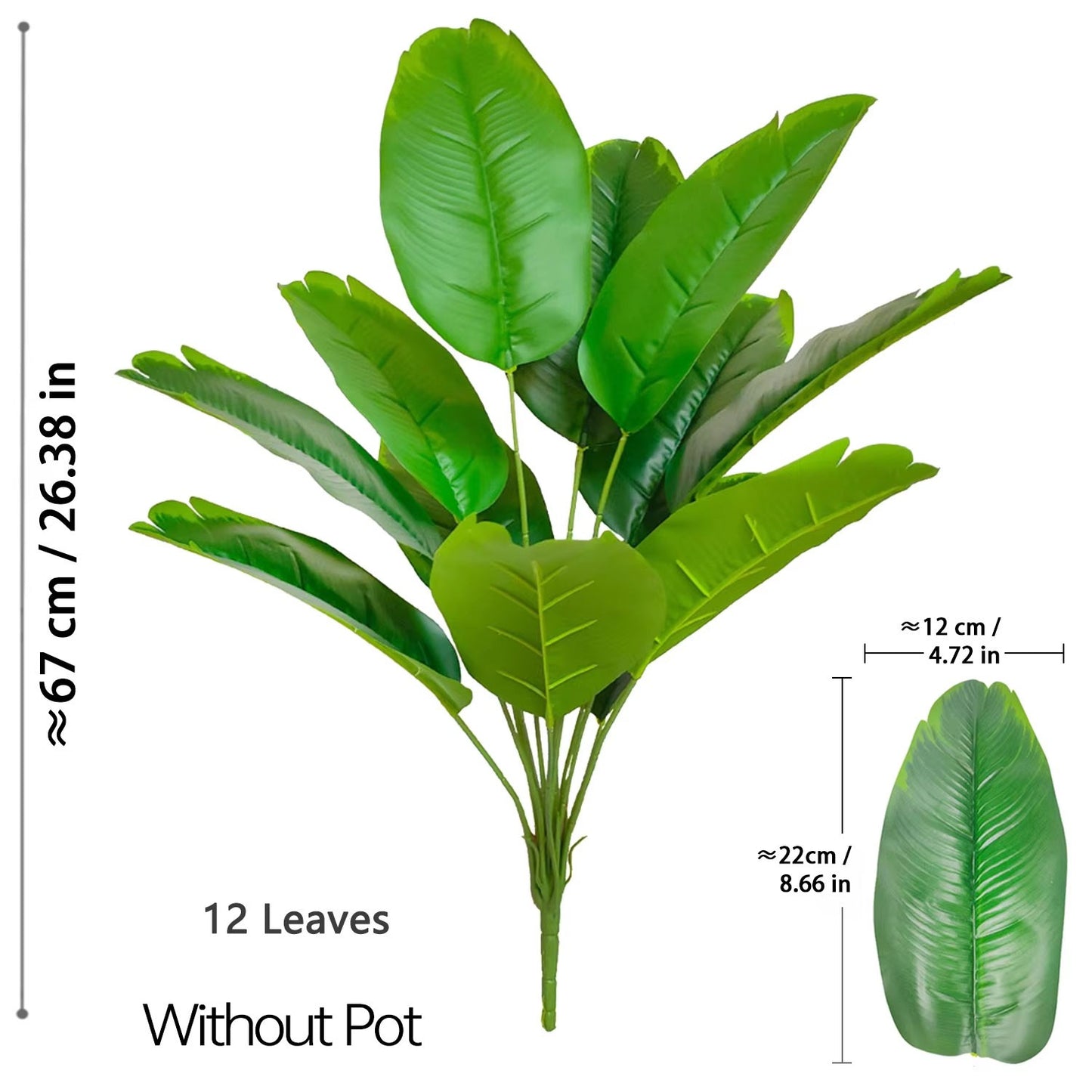 67-112cm Large Artificial Plants Bird of Paradise Tree Tropical Fake Banana Leaves Plastic Palm Plants for Home Garden Decor
