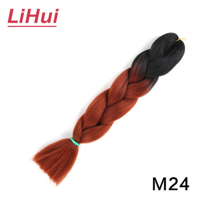Cabelo Sintético Trança Jumbo 24 Polegadas Ombre Jumbo Extensão de Cabelo para Mulheres Tranças DIY Roxo Rosa Amarelo Cinza Lihu