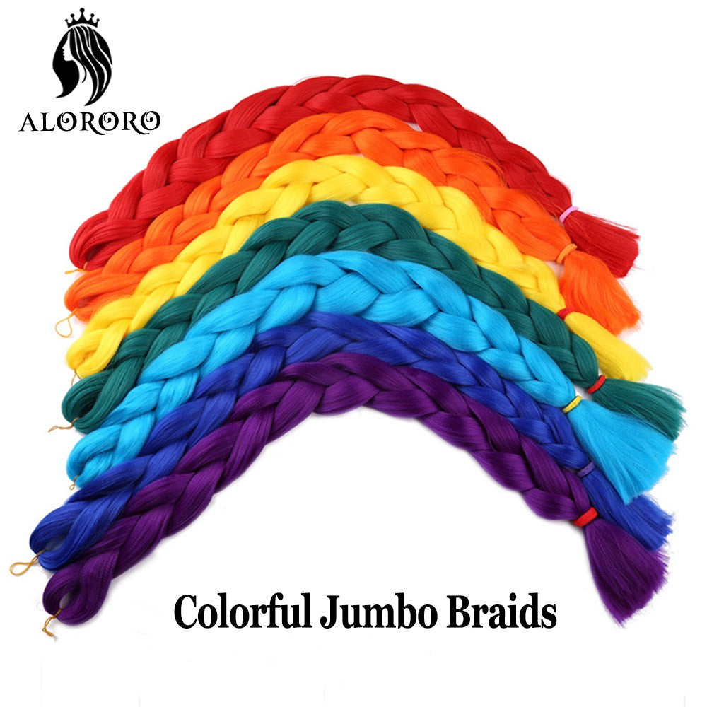 Cabelo Trançado Sintético Jumbo Alororo 82 polegadas Cabelo Falso Africano Fibra de Alta Temperatura Roxo Vermelho Extensões de Cabelo para Mulheres
