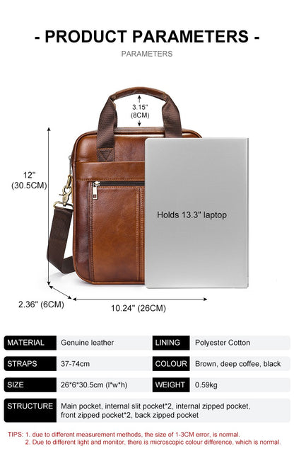 WESTAL Men's Shoulder Bags Genuine Leather Crossbody Messenger Bag For 13.3 Inch Laptop Briefcase Leather Man Handbags 8577
