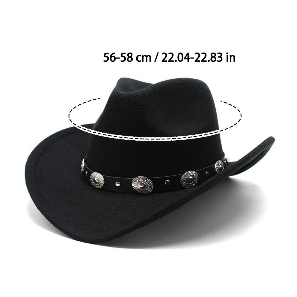 Vintage Western Cowboy Hat Comfortable Roll Up Brim Belt Buckle Cowgirl Fedora Cowgirl Church Sombrero Hombre Caps