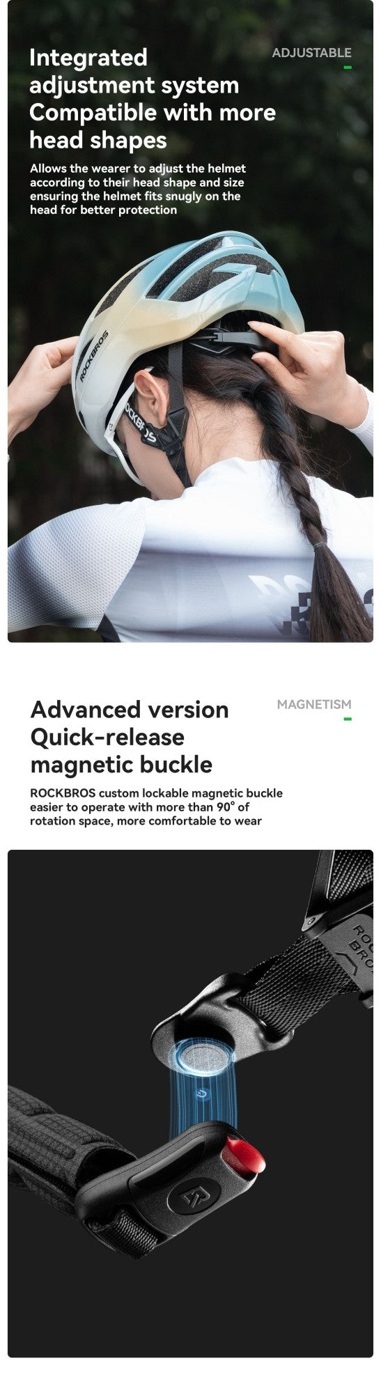 Capacete de Ciclismo ROCKBROS Leve Respirável Antibacteriano Integrado Ajustável com Fivela Magnética Capacete de Segurança