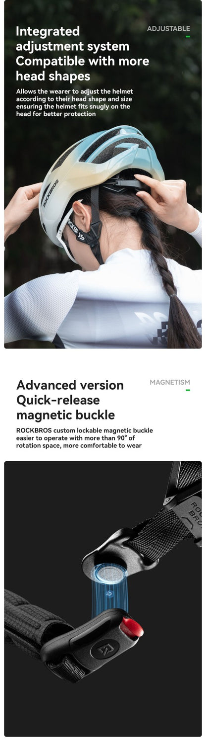 Capacete de Ciclismo ROCKBROS Leve Respirável Antibacteriano Integrado Ajustável com Fivela Magnética Capacete de Segurança