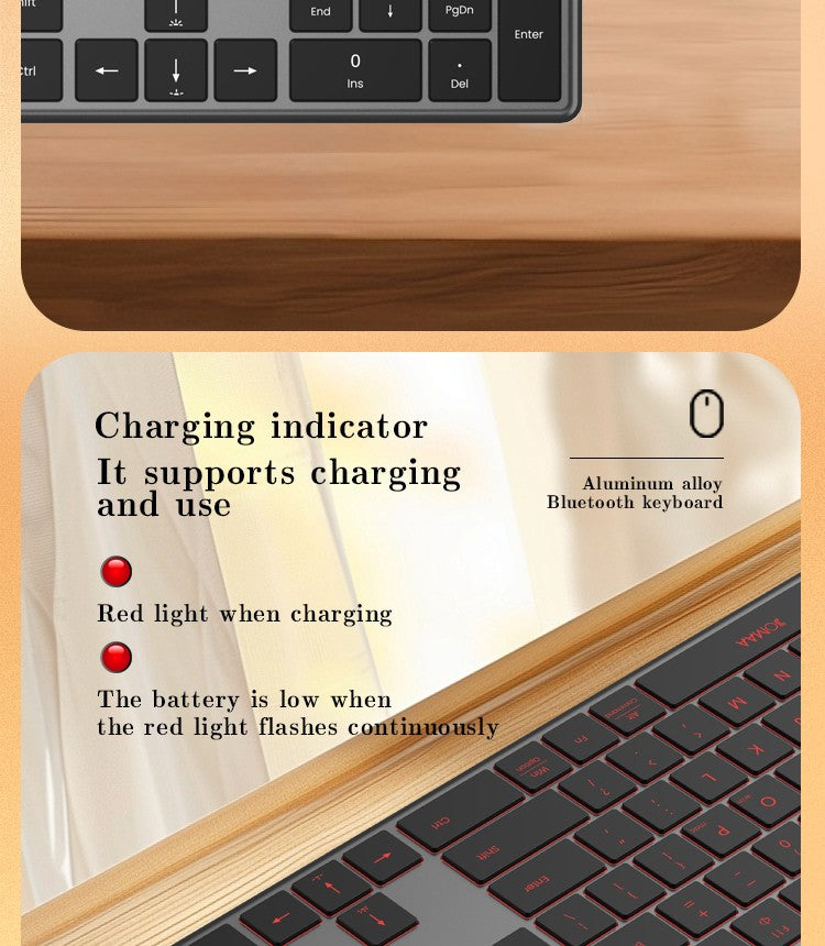 Teclado Bluetooth Retroiluminado Multidispositivo Tamanho Normal Teclado Sem Fio com Teclado Numérico, Teclado Multimídia Fino Recarregável