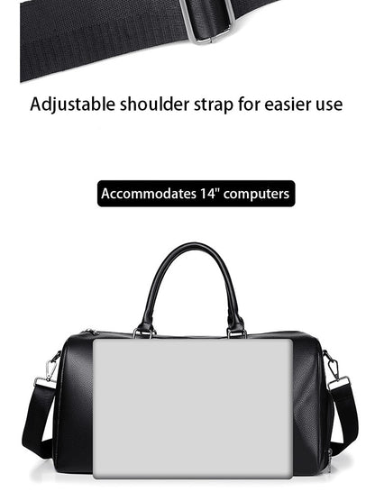 Retro New Short Trip Bag Large Capacity Sports Motorcycle Training Pu Waterproof Leisure Fitness Bag
