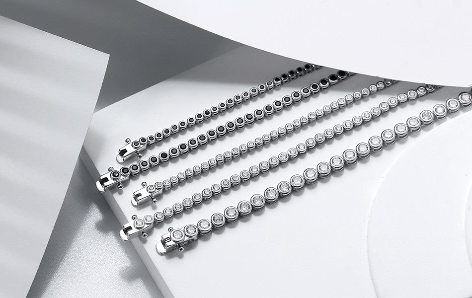 ORSA JEWELS Authentic 925 Sterling Silver Tennis Chain Bracelet Moulding Process Hanmade High-end Hand Chain for Man Woman SB128