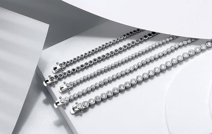 ORSA JEWELS Authentic 925 Sterling Silver Tennis Chain Bracelet Moulding Process Hanmade High-end Hand Chain for Man Woman SB128