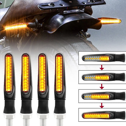 4Pcs Motorcycle Flash Flowing Turn Signal Light High Brightness 12V Universal Tail Light Motorcycle Turn Signal Warning Lamp