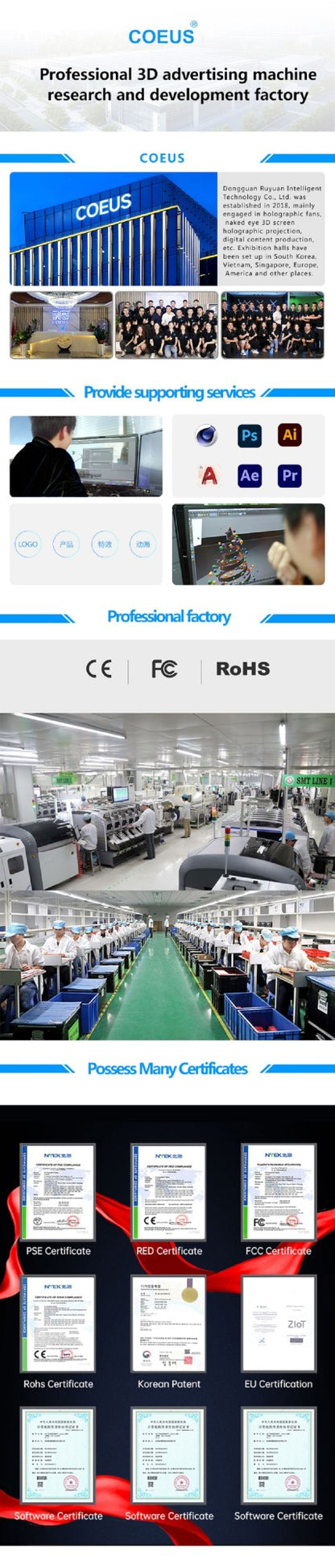 Hologram 3D Ventilador Fan Advertising Display Luces Led light Sign Holographic Player Support Images Video Draw Audiences