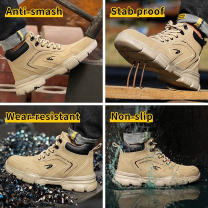 Botas de Segurança Masculinas com Biqueira de Aço Indestrutíveis para Construção Botas de Segurança à Prova de Perfurações Calçados de Trabalho Masculinos Protetores