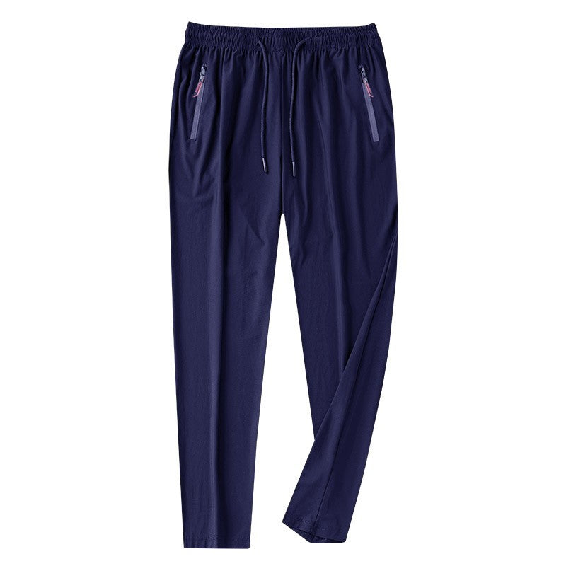2024 Summer men's casual pants slim fit thin Korean version ice silk pants Jinlun sports pants straight tube quick drying pants