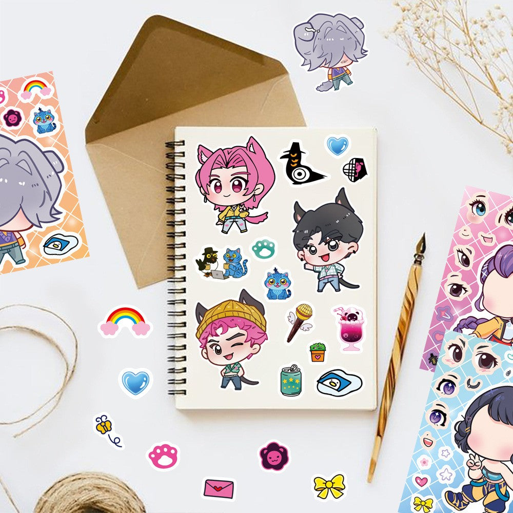 16PCS Cute Make a Face Stickers DIY Handicrafts Waterproof Puzzle Reward K-POP Stationery Stickersk Party Favors Gift