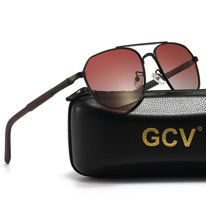 GCV 2025 Óculos de Sol Polarizados Clássicos Masculinos Modelo Piloto Quadrado Armação de Metal Óculos de Sol Masculinos para Dirigir Óculos UV Bloqueador Luxo