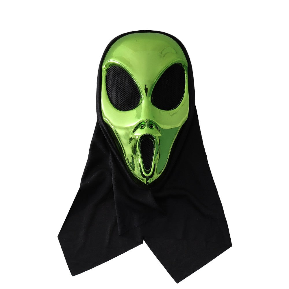 Green Alien UFO Mask Cosplay Aliens Monster Plastic Helmet Halloween Carnival Masquerade Dress Up Party Adult Kids Costume Props