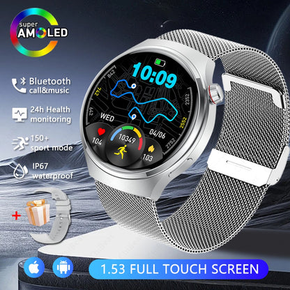 Smartwatch Esportivo Watch 4 Pro Masculino Tela AMOLED HD 360*360 Frequência Cardíaca Chamada Bluetooth IP68 À Prova D'água Música Novo SmartWatch 2025