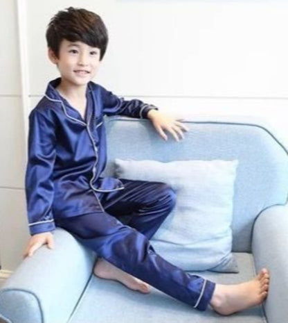 Kids Ice Silk Sleepwear Summer Short Sleeve Homewear Set for Boys Girls Thin Lightweight Baby Air Conditioning Clothing