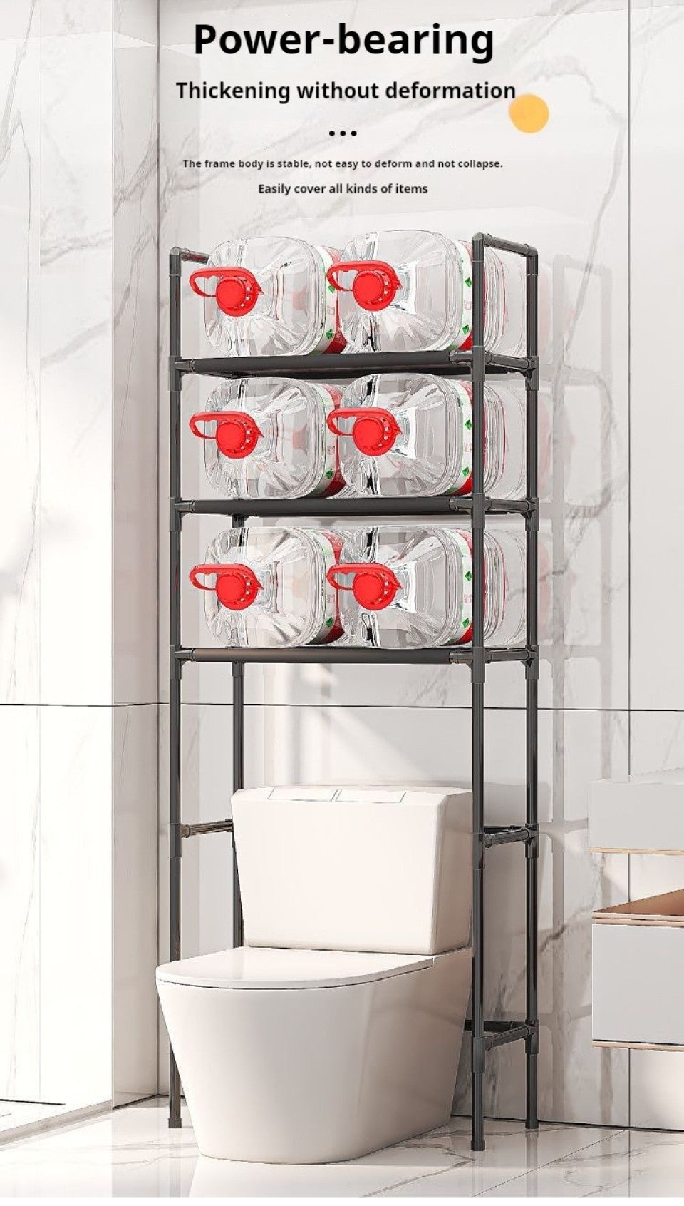 Rack de Armazenamento de Chão para Banheiro Aumenta o Espaço, Racks de Armazenamento de Vários Andares para Banheiro Sem Furos, Cesto de Lavanderia