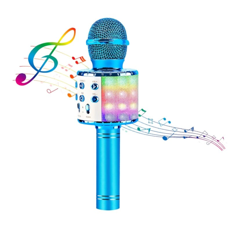 Microfone de Karaokê para Adultos, Microfone Bluetooth Sem Fio para Cantar Máquina de Karaokê Portátil com Luzes LED