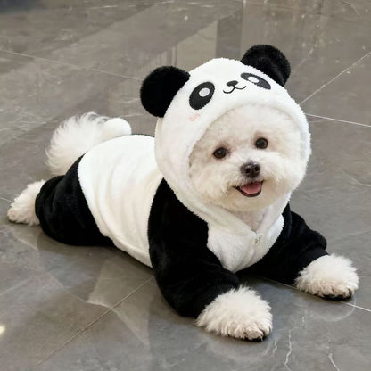 Roupa de Cachorro Panda Transformação Nova Roupa de Inverno Grossa Quente para Cães Pequenos Corgi Teddy Bichon Roupa para Gatos