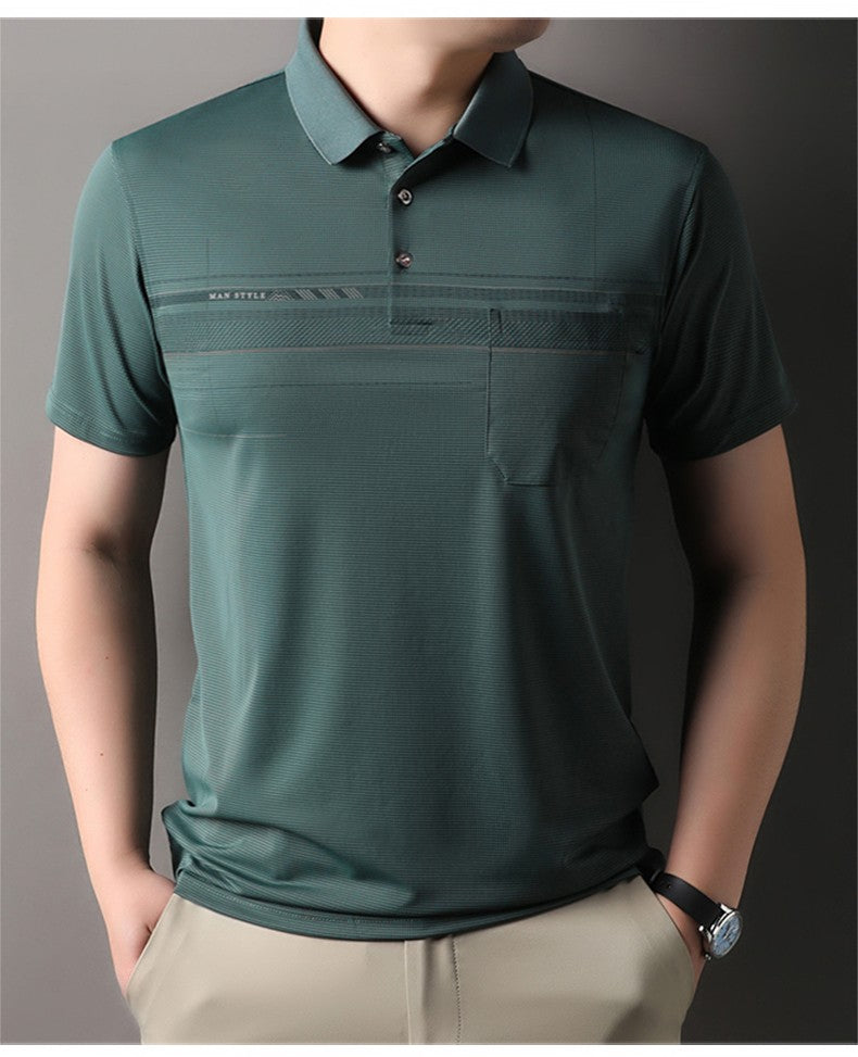 Retro men's short sleeved polo shirt summer fashion pocket stripe high-end custom design comfortable cotton top casual T-shirt