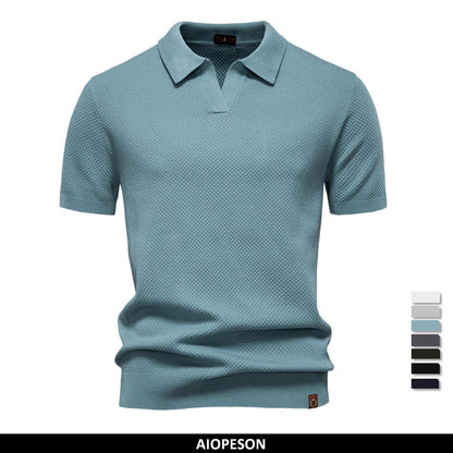 AIOPESON Men's Summer Breathable Polo Shirt Short Sleeve Solid Color Casual Polo Shirts for Men Lightweight Stretch Polo ?