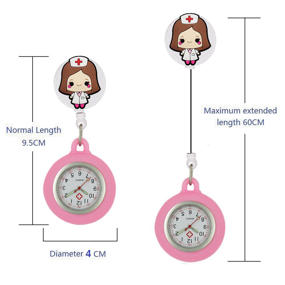 Lovely Hospital Medical Nurse Doctor Icons Cartoon FOB Pocket Watches Fashion Accessories Unisex Women Mens Clip Hang Clock Gift