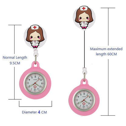 Lovely Hospital Medical Nurse Doctor Icons Cartoon FOB Pocket Watches Fashion Accessories Unisex Women Mens Clip Hang Clock Gift