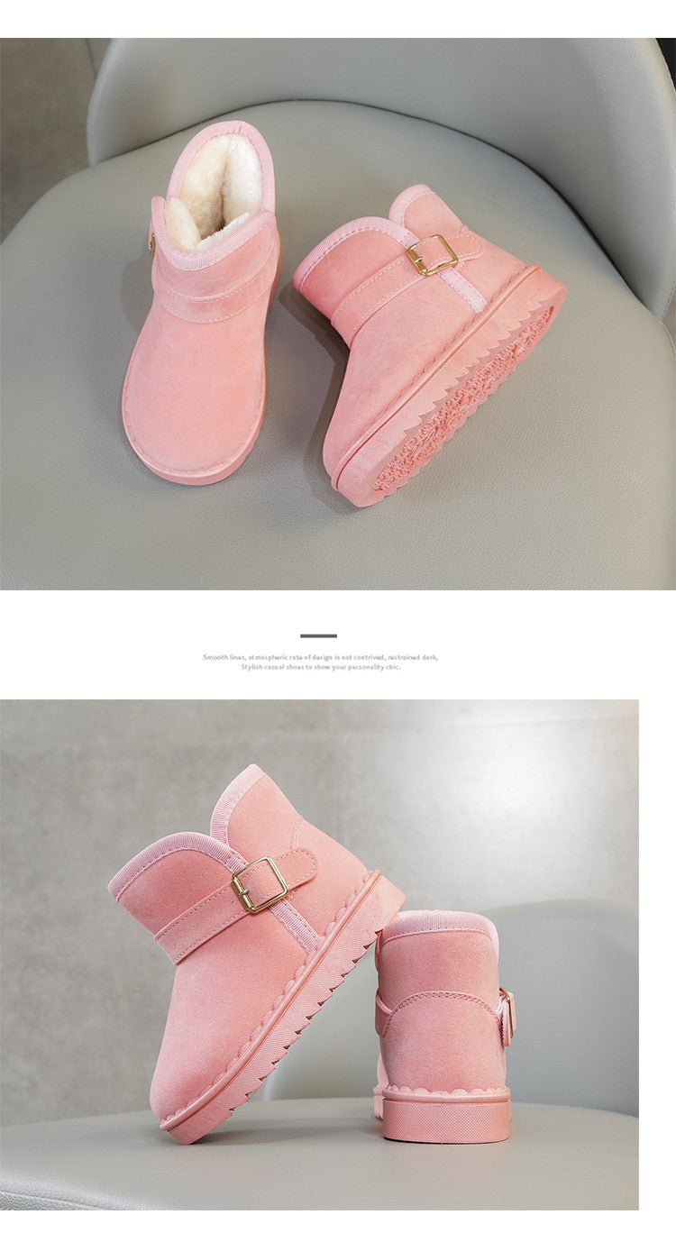 Boys Thermal Boots Kids Versatile Casual Buckle Non-slip Children Fashion Simple Non-slip Girls Snow Boots Cotton Winter Autumn