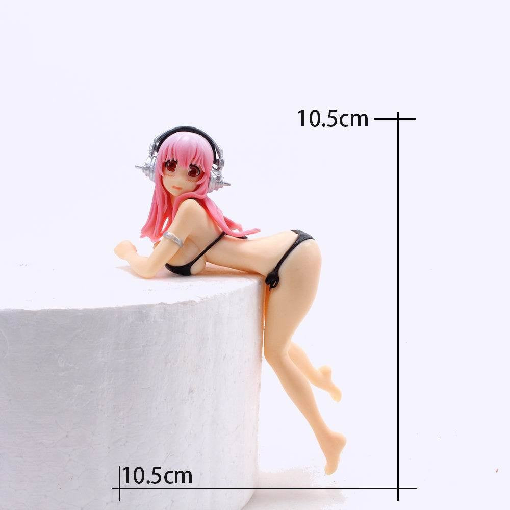 Action Figure de Anime Super Sonico 10CM PVC Modelo Brinquedo Decoração de Bolo Vestido de Banho SoniComi Noodle Stopper Figura de Presente