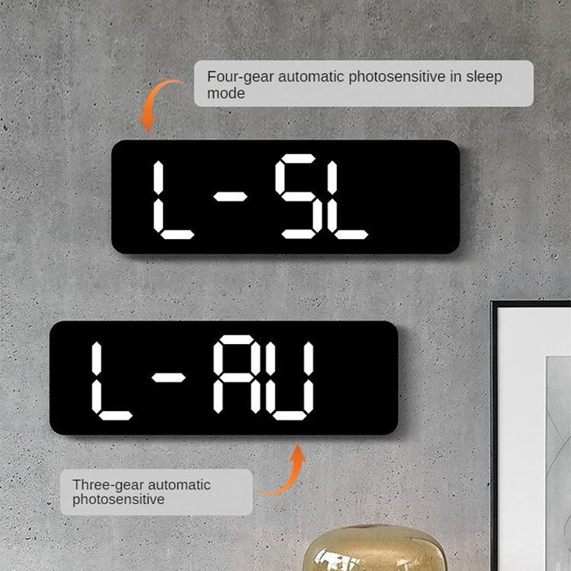 Digital LED Alarm Clock with Calendar,Temperature and Humidity. Acrylic or Mirror Surface Selectable. Desk Clock or Wall Hanging