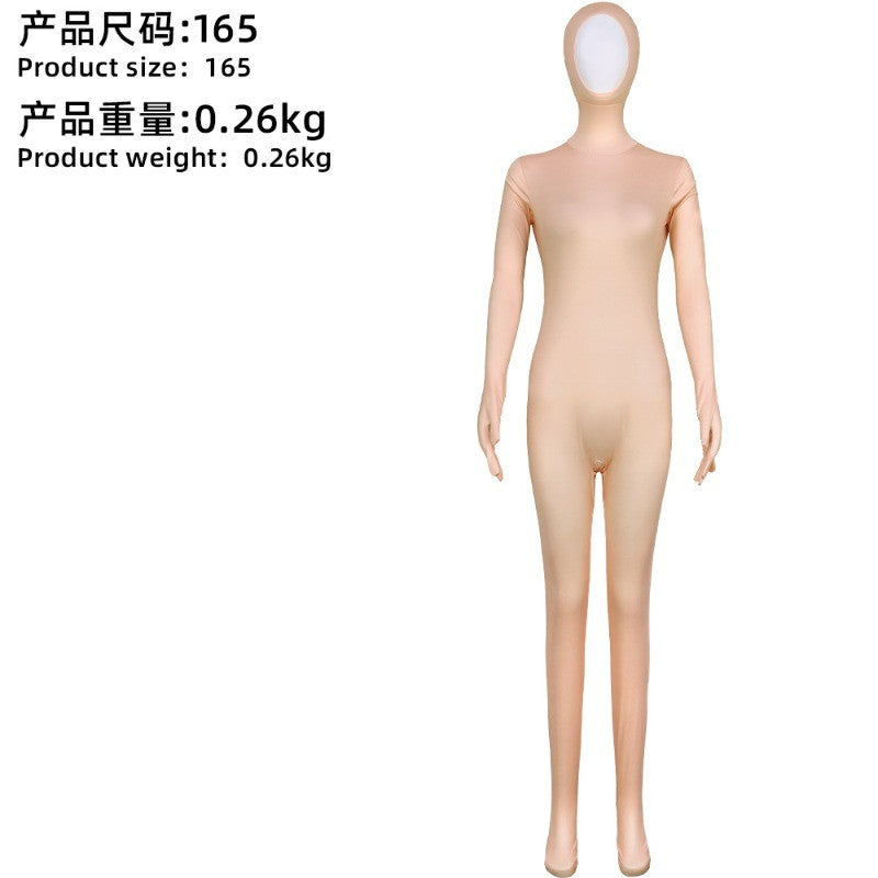 Open Split Orange Full Wrap Bodysuit Spandex Stretch Jumpsuit Adult Variety Show Halloween Cos and Body-fit Role Play Apparel