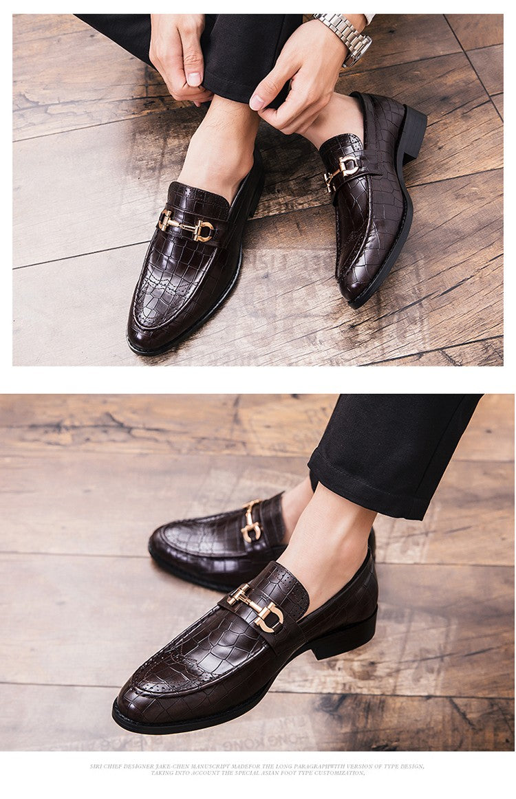 Autumn Brock leather men's head layer cowhide British Korean version breathable business dress casual wedding leather shoes