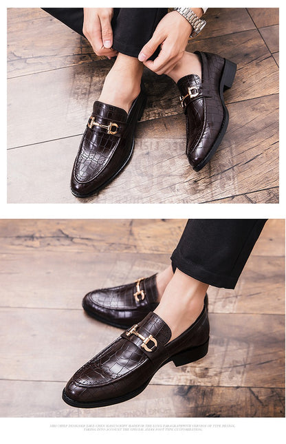 Autumn Brock leather men's head layer cowhide British Korean version breathable business dress casual wedding leather shoes