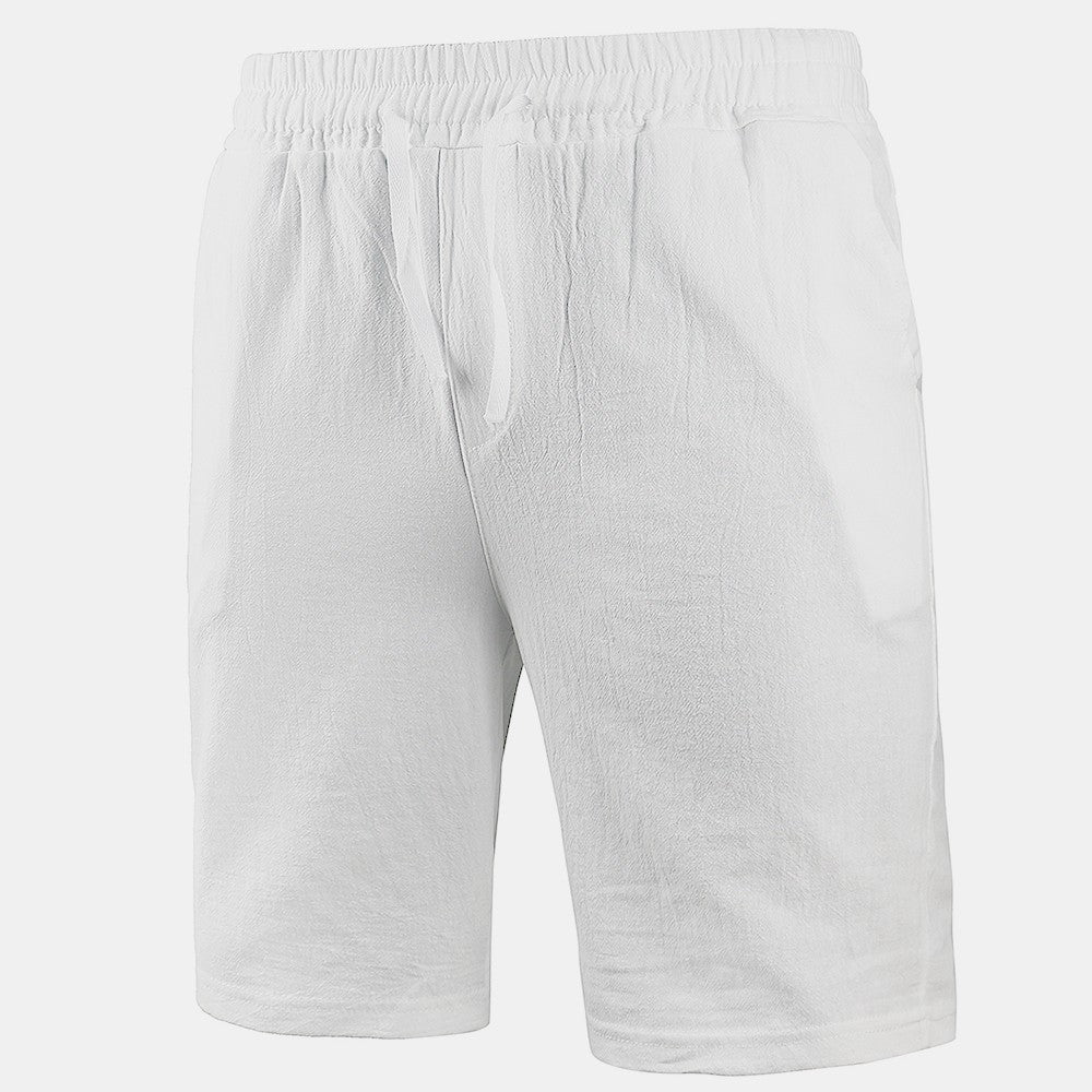 KB New Men's Cotton Linen Shorts Pants Male Summer Breathable Solid Color Linen Trousers Fitness Streetwear S-3XL