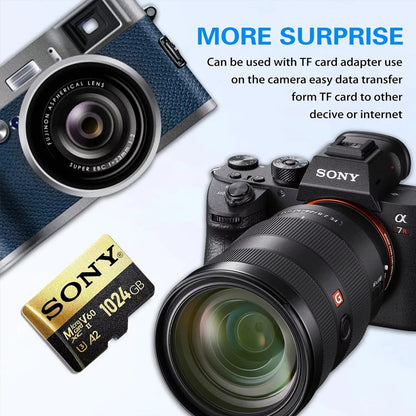 Cartão de Memória SONY TF 1TB Alta Velocidade Micro SD Card 1024GB 128GB 256GB 512GB A2 U3 V30 Cartões Flash SD TF Para Celular Xiaomi Computador
